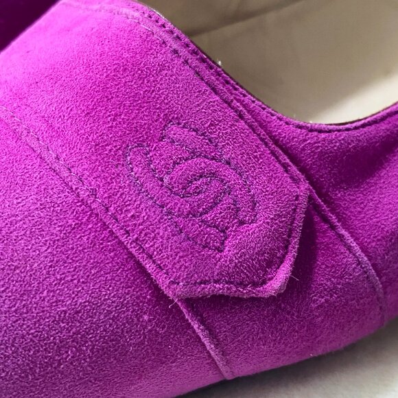 CHANEL Vintage Fuchsia Suede Flats Made in Italy Size 8.5 - Picture 6 of 9